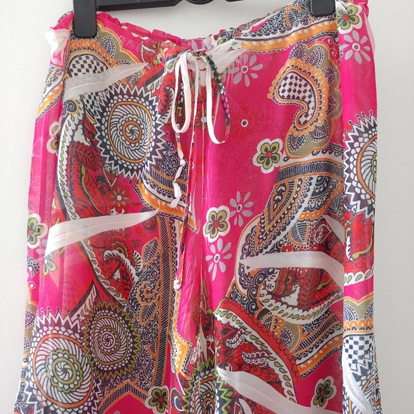 Flowy sheer beach capris. Drawstring 1 size. - Picture 2 of 7